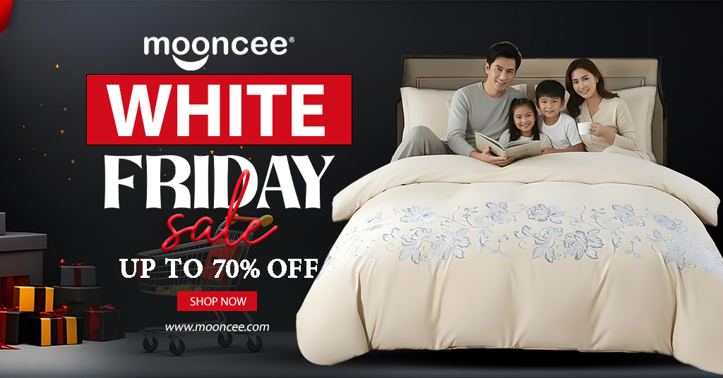 Mooncee 4-Pcs Single Bed Set – Fitted Sheet & Duvet Cover 160x220 cm